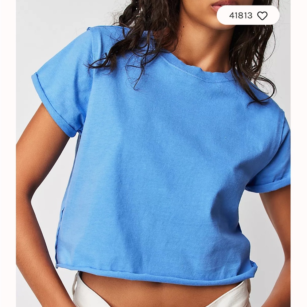 Free people short sleeve blue tee
